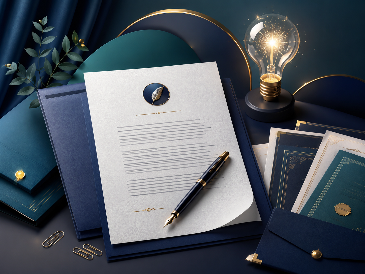 Statement of purpose and supporting documents on a desk